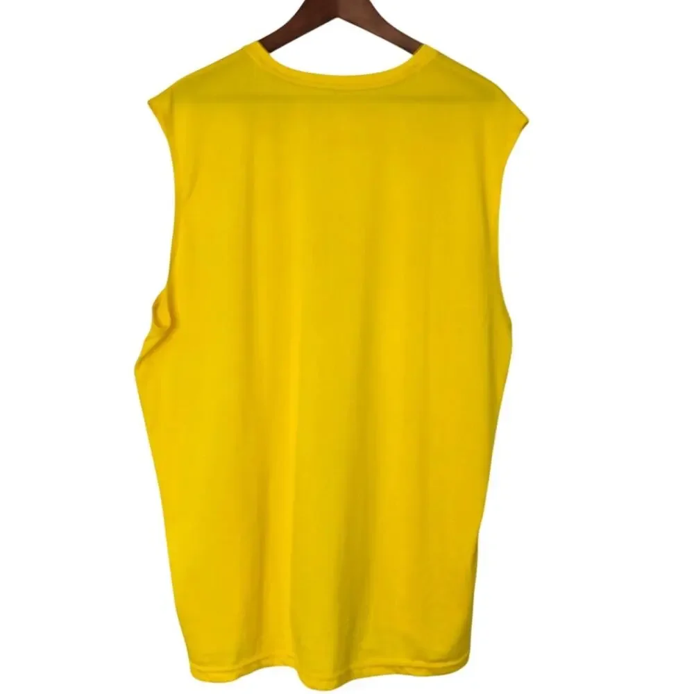 Vintage Y2K Adidas Climalite Bright Yellow Sleeveless Performance Crew Size 2XL